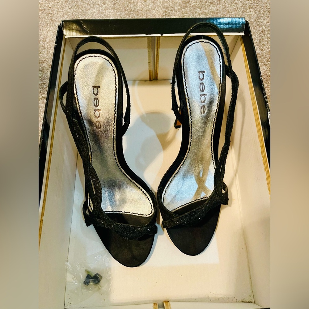 Bebe Elegant Black Strappy Heels